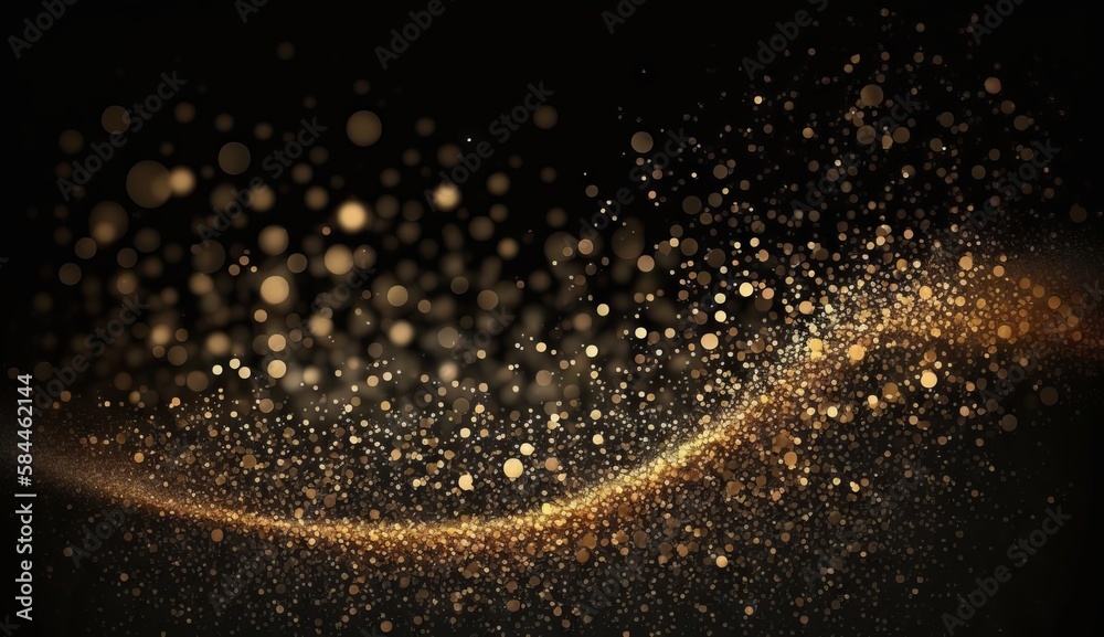 Golden glitter lights on isolated on dark background gold glitter dust defocused texture abstract sparkle particle bokeh, Awards background