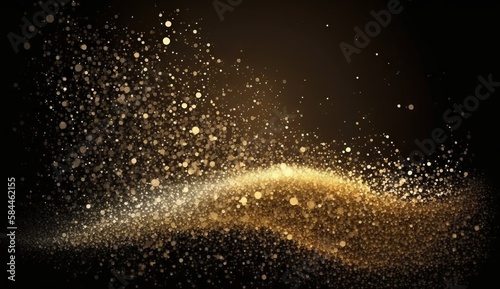 Golden glitter lights on isolated on dark background gold glitter dust defocused texture abstract sparkle particle bokeh  Awards background