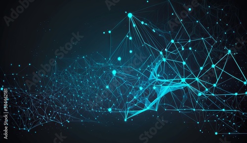 Plexus Polygonal blue abstract background shapes network neural connections big data neural concept