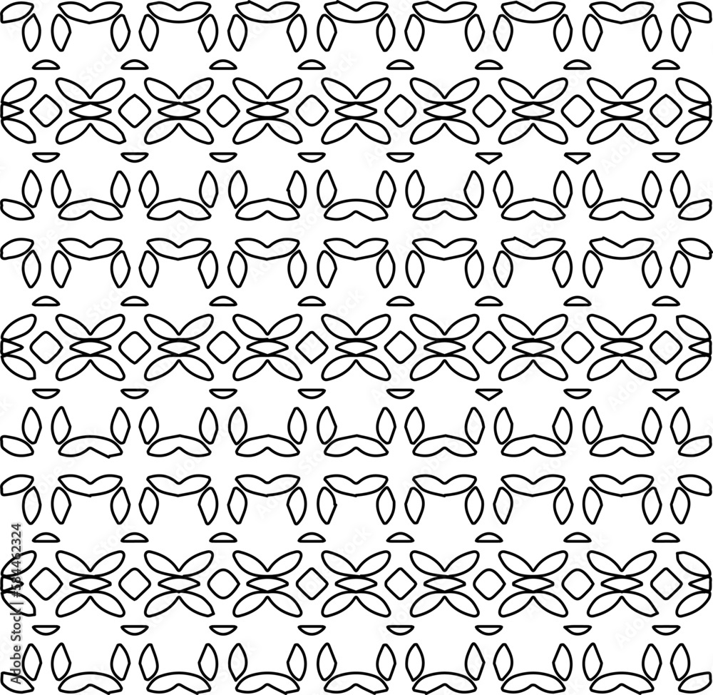 Stylish texture with figures from lines.
Abstract geometric black and white pattern for web page, textures, card, poster, fabric, textile. Monochrome graphic repeating design.