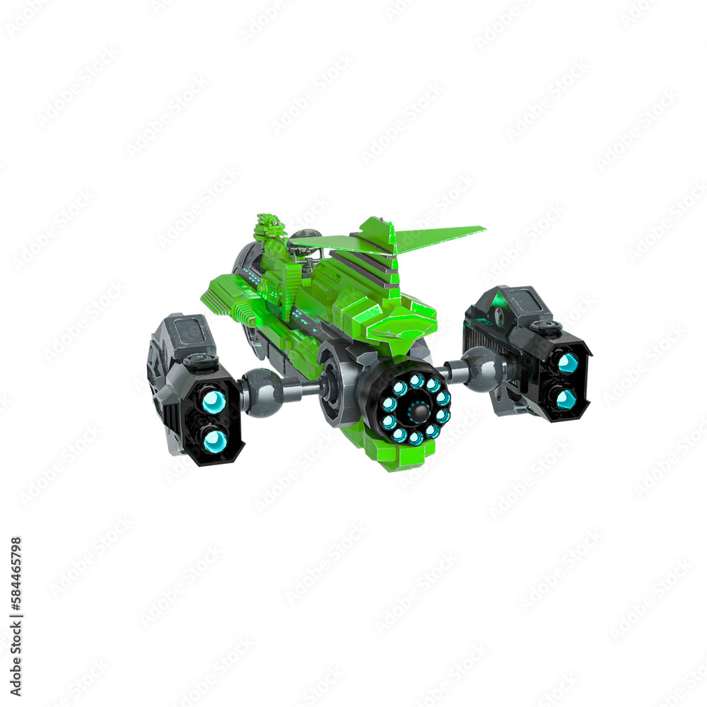 steam punk spaceship is flying in white background rear view steam punk spaceship is flying in white background rear view
