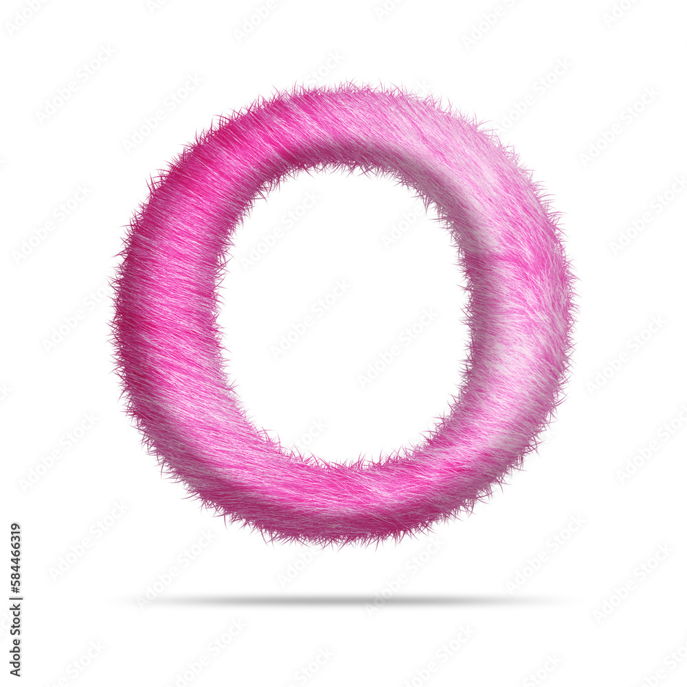 Alphabet letter o design with pink fur texture
