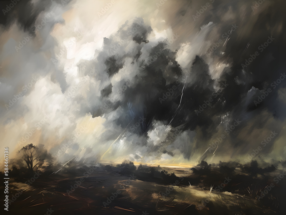 Oil painting of a storm in the ocean. Generative AI Oil painting of a storm in the ocean. Generative AI