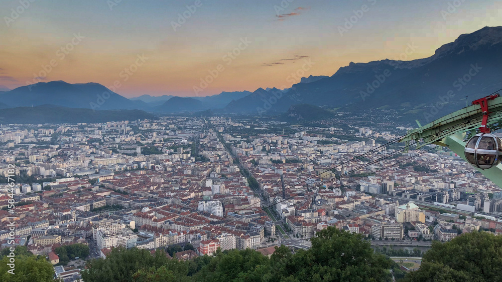 Grenoble evening city view at evening