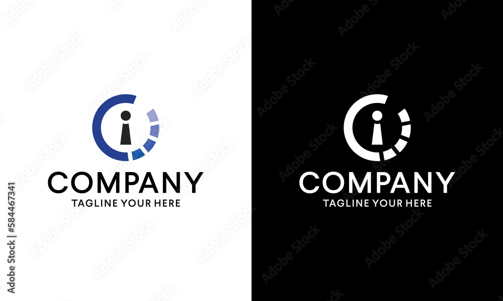 Camera lens key logo design on a black and white background. Camera lens key logo design on a black and white background.