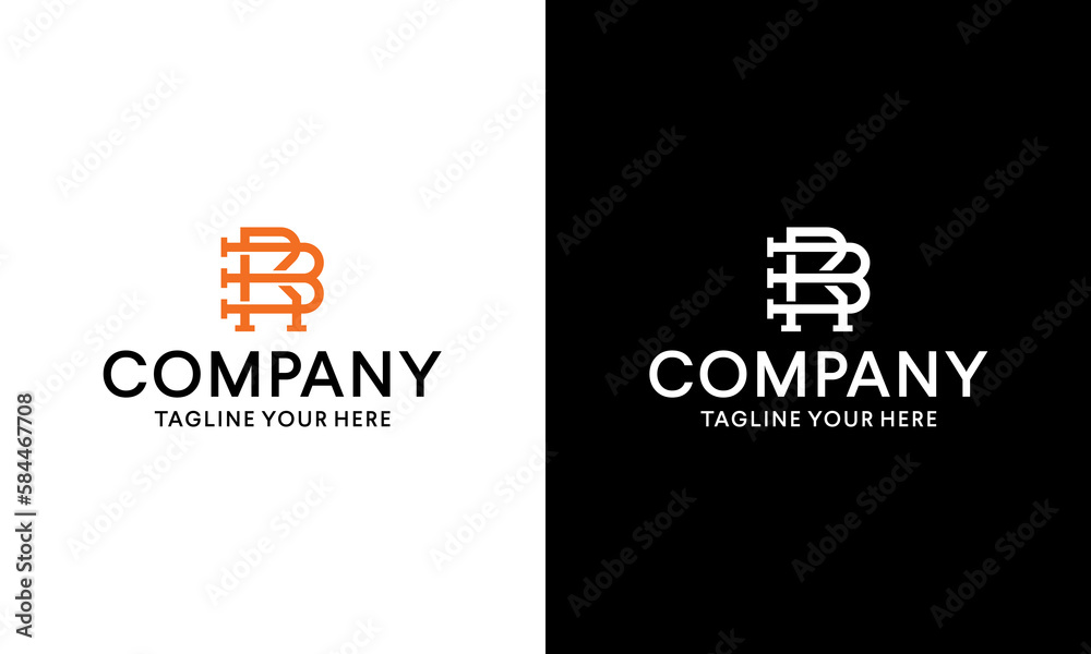RB Letter Logo Design Template Vector on a black and white background.