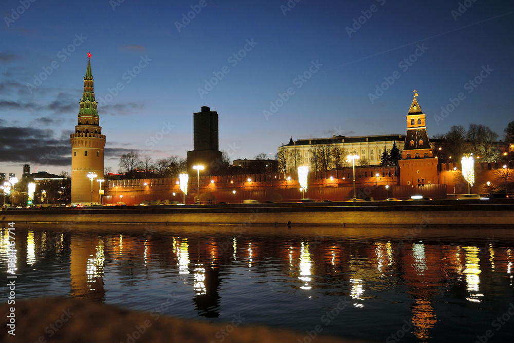 Moscow Kremlin architecture, popular landmark.