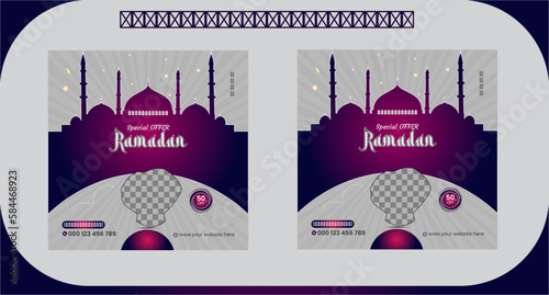 Ramadan food menu restaurant sale social media post and web banner template design .  Restaurant banner design with an editable Offer for Ramadan Kareem iftar party  and etc. Vector Illustration and c