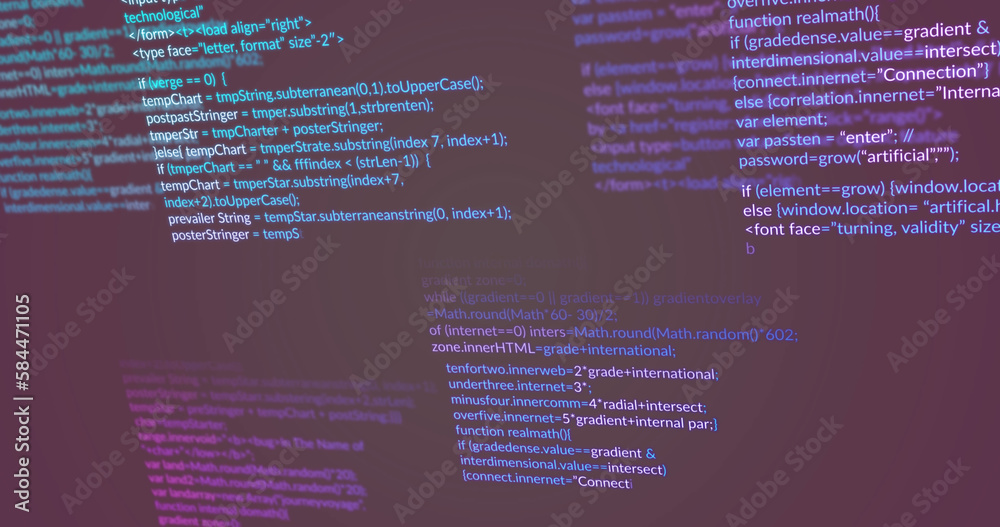 Naklejka premium Image of computer data processing over dark background