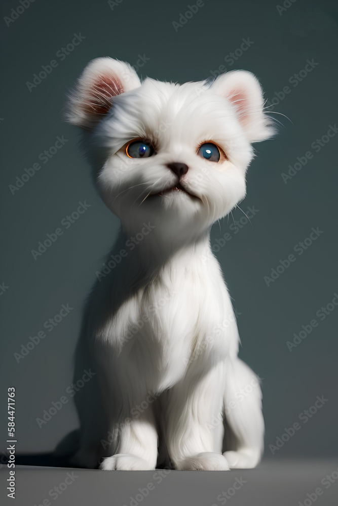 White Kitten Posing