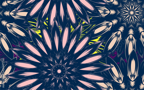 Flowers. Seamless floral background. Tracery handmade nature ethnic fabric backdrop pattern. Textile design texture. Decorative color art. Vector
