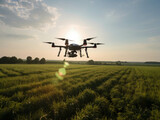Drones equipped with multispectral sensors fly over crops providing farmers with uptodate reflections of the overall health of their . AI generation.