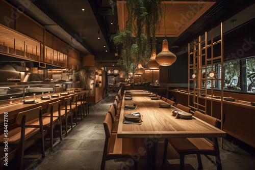 asian restaurant interior design  japandi  japanese culture cuisine  generative ai