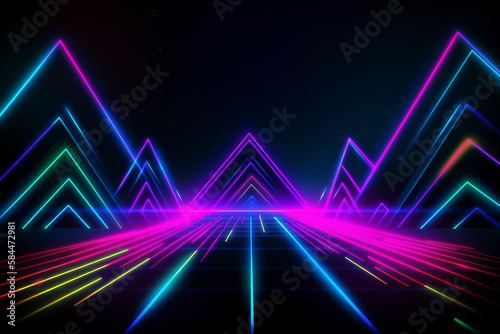 Abstract neon background, generative ai