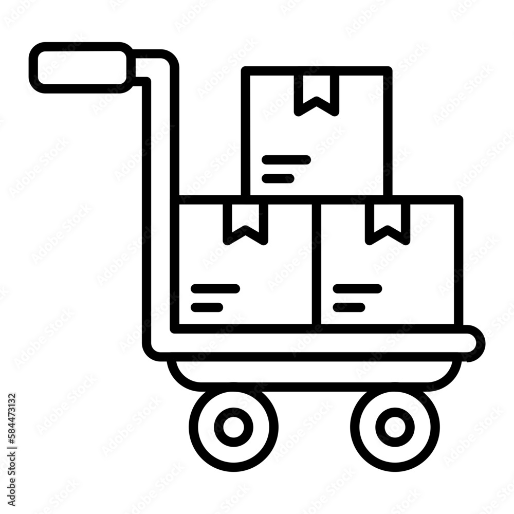 Luggage Trolley Outline Icon