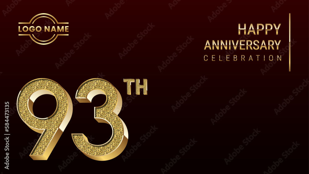 93th Anniversary template design concept with golden number. Vector Template