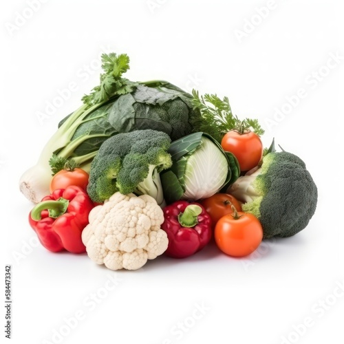Fresh vegetables isolated on white - Generated by Generative AI © IronStl