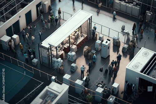  Airport Security Checkpoint with Passengers, generative AI