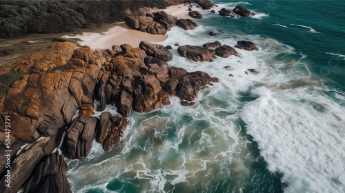 Aerial shot of a scenic beach landscape | Generative AI