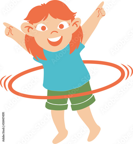 A girl playing hula hoop illustration