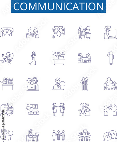 Communication line icons signs set. Design collection of Speech, Writing, Listening, Signals, Conversation, Networking, Conversation, Expression outline concept vector illustrations