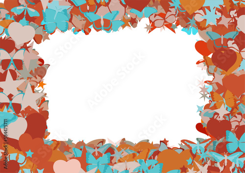 Background pattern abstract design texture. Border frame, transparent background. Theme is about effects, vector, hearts, shapes, colorful, decoration, nature, wild, silhouette, background