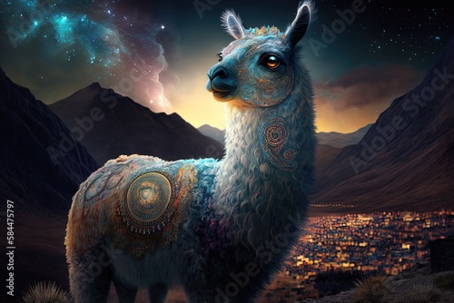 Spectacular Symphony of Awe: The Spellbinding Majesty of a Fantasy Lama Generative AI