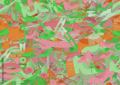 Background pattern abstract design texture. Seamless. Theme is about knitting, sewing, shoe shop, everyday, elegant, textile, pin, ladies, wool, hobby, flip-flops, slingback shoes, footwear