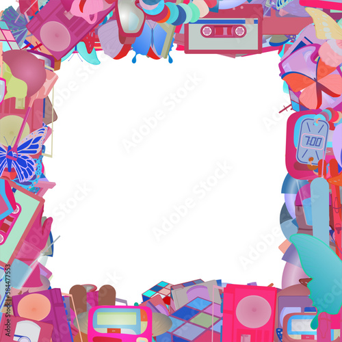 Background pattern abstract design texture. Border frame, transparent background. Theme is about classic, design, glasses, colorful, ocean, rubix cube, vacation, Monarch, sea, alpine, 80s