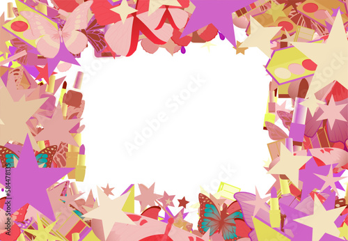 Background pattern abstract design texture. Border frame, transparent background. Theme is about tones, decoration, Butterfly, maquillage, makeup, art, silhouette, drawing, toiletry, ornate