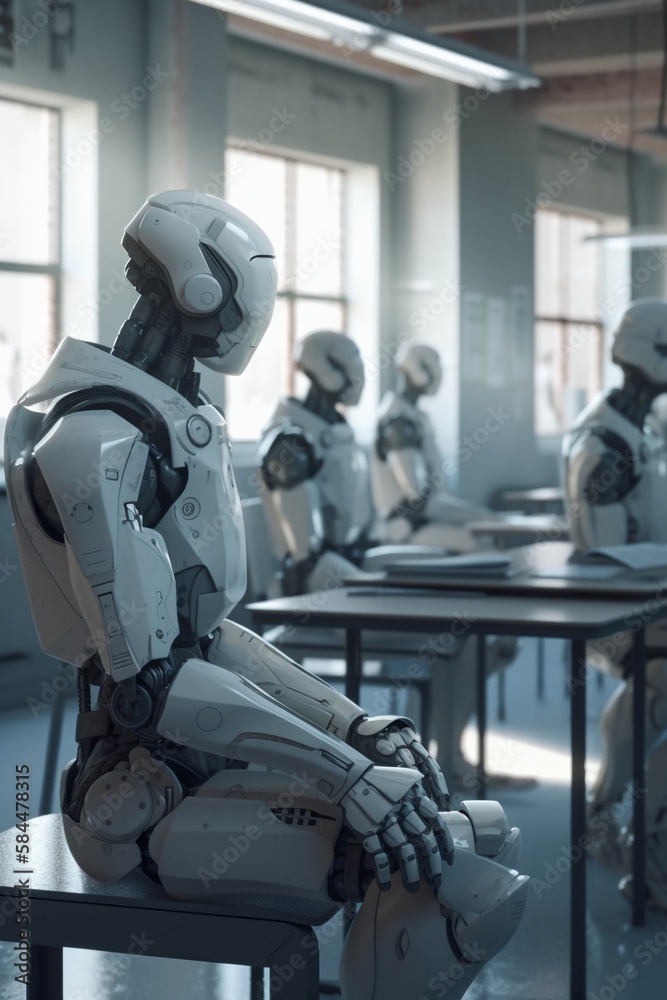 Schools of the future. Cyborg teachers and students.