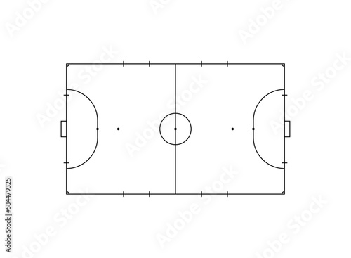 Futsal court or Indoor Soccer Field Layout for Illustration, Pictogram, Infographic, Background or for Graphic Design Element. Vector Illustration