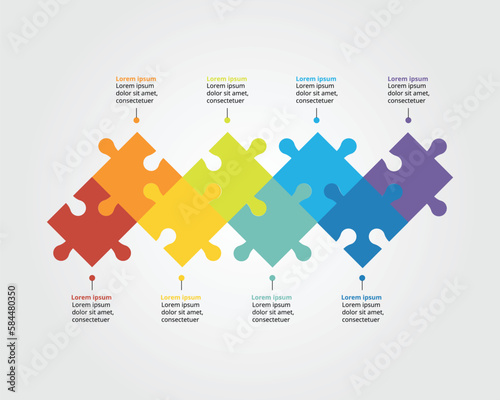 jigsaw timeline template for infographic for presentation for 8 element