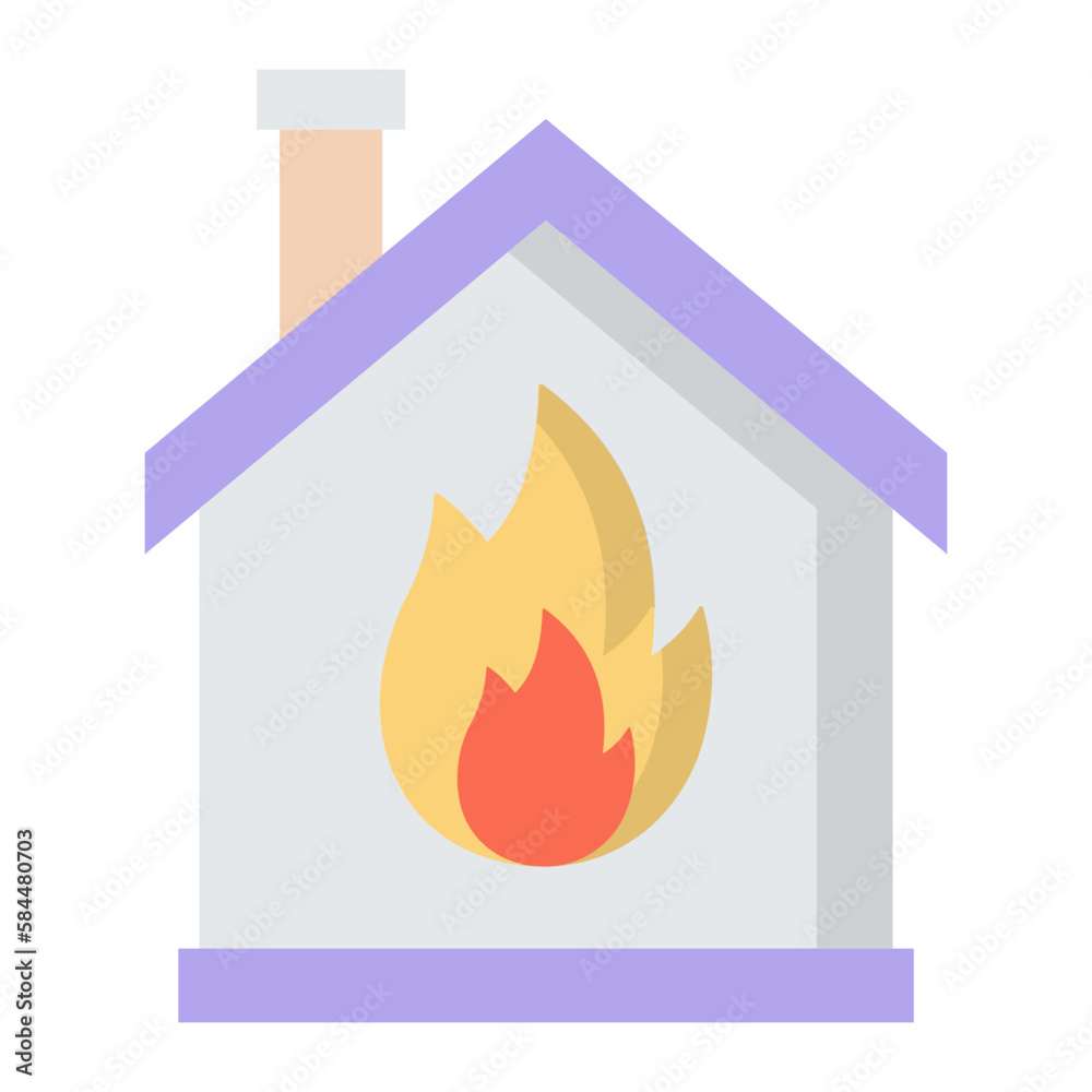 House On Fire Line Color Icon House On Fire Line Color Icon
