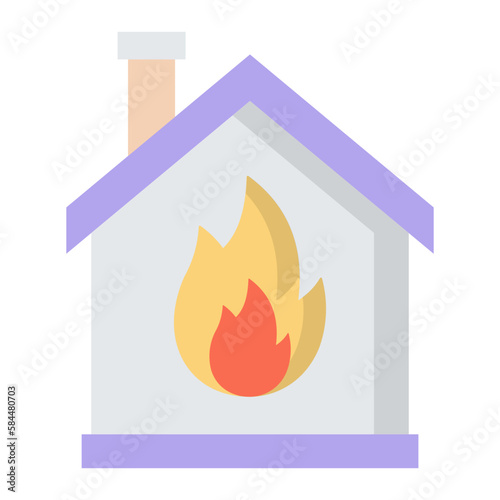 House On Fire Line Color Icon