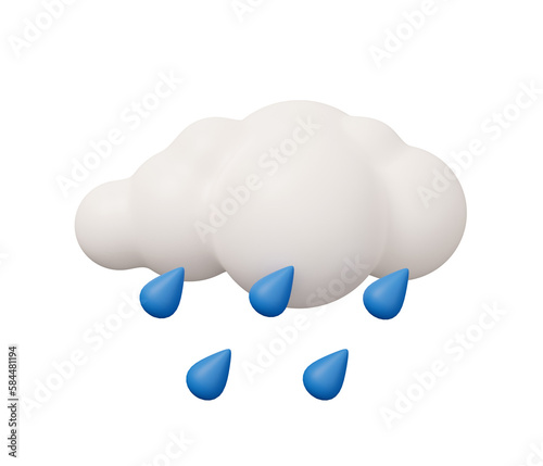 rain cloud 3d weather. isolated minimal 3d render illustration in cartoon trendy style