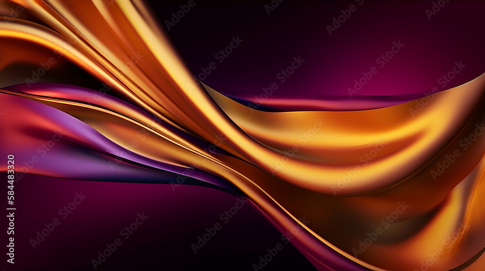 Obraz premium Abstract Elegance: Gold and Purple Gradient Waves on Silk