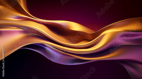 Shimmering Silk: 3D Waves of Gold and Purple Gradient