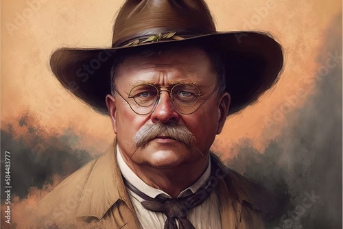 Theodore Roosevelt artwork . Creative illustration. (Ai Generate) photo