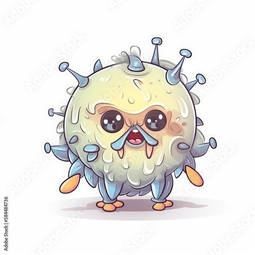 Wallpaper Mural Adorable and Amusing Virus Cartoon, on Clean Background, Doodle Theme, Generative AI Torontodigital.ca