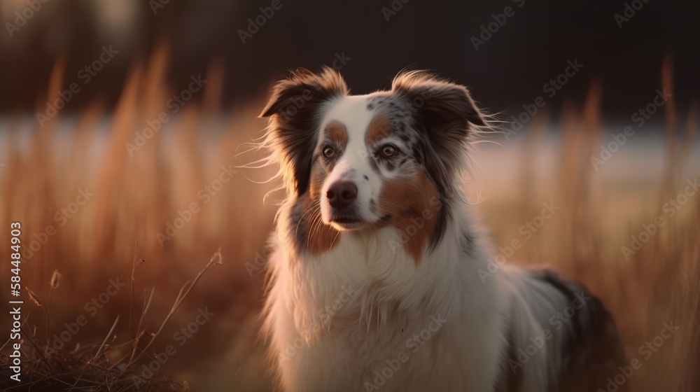 Australian shepherd dog outside