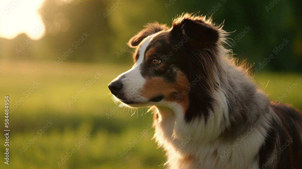 Australian shepherd dog outside