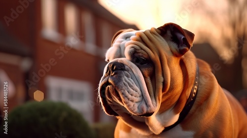 bulldog in the outdoors at sunset. © MD Media