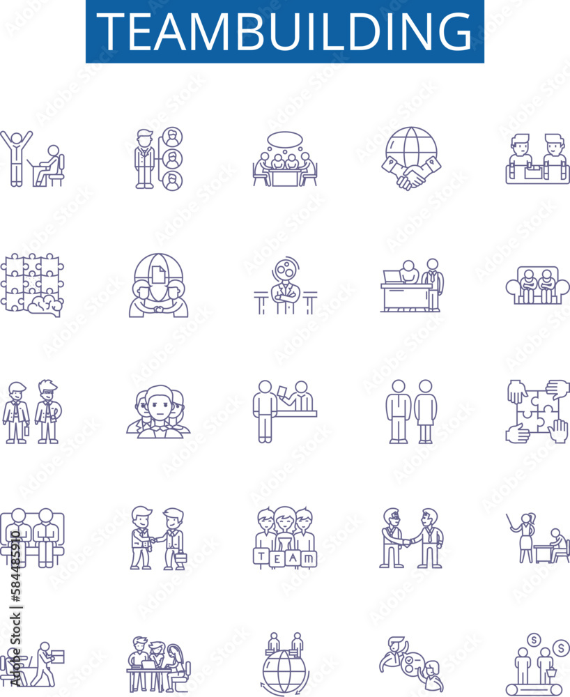 Teambuilding line icons signs set. Design collection of Teamwork ...