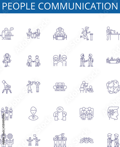 People communication line icons signs set. Design collection of Dialog, Chatting, Conversing, Networking, Corresponding, Phoning, Interacting, Messaging outline concept vector illustrations