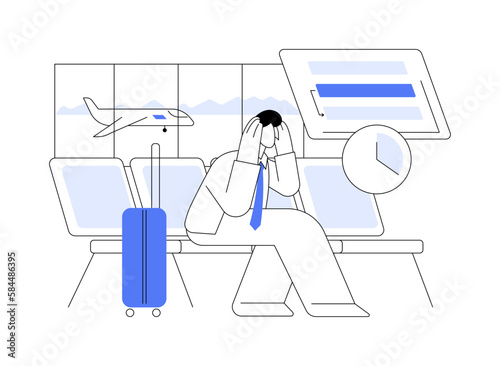 Flight delayed abstract concept vector illustration.