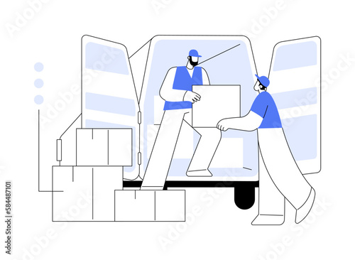 Truck loading abstract concept vector illustration.