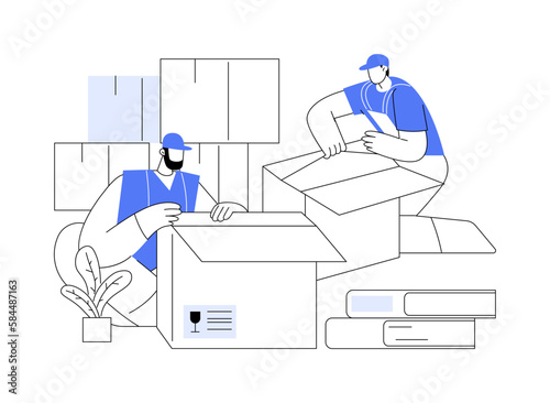 Unpacking belongings abstract concept vector illustration.
