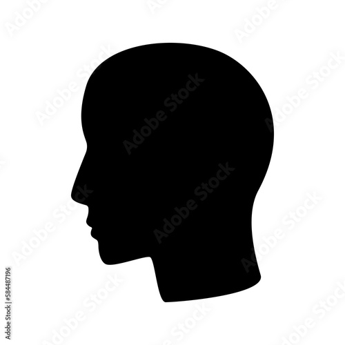 Human head profile silhouette. Clipart image isolated on white background
