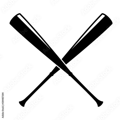 Crossed baseball bats glyph icon. Clipart image isolated on white background